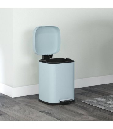 HOMCOM 12L Kitchen Pedal Bin, Metal Rubbish Bin with Soft-close Lid, Light Green