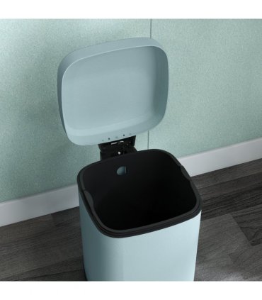 HOMCOM 12L Kitchen Pedal Bin, Metal Rubbish Bin with Soft-close Lid, Light Green