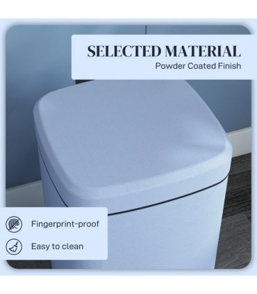 HOMCOM 20L Kitchen Pedal Bin, Metal Rubbish Bin with Soft-close Lid, Light Blue