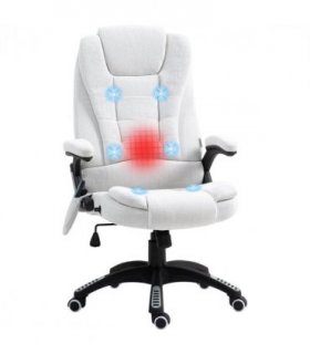 Vinsetto Office Chair w/ Heating Massage Points Relaxing Reclining Cream White