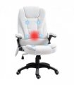 Vinsetto Office Chair w/ Heating Massage Points Relaxing Reclining Cream White