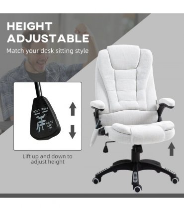 Vinsetto Office Chair w/ Heating Massage Points Relaxing Reclining Cream White