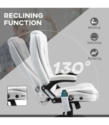 Vinsetto Office Chair w/ Heating Massage Points Relaxing Reclining Cream White