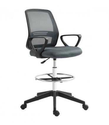 Vinsetto Draughtsman Chair Tall Office Chair with Adjustable Height Grey