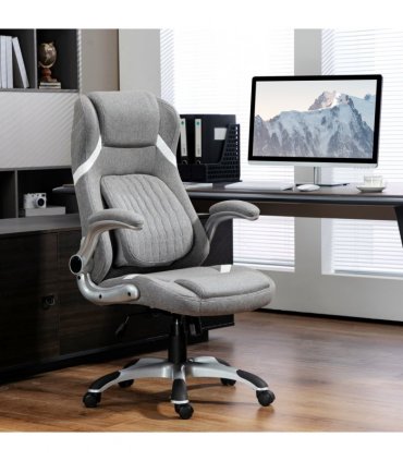 Vinsetto Fabric Office Desk Chair with Adjustable Height Tilt Function Grey