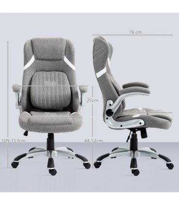Vinsetto Fabric Office Desk Chair with Adjustable Height Tilt Function Grey