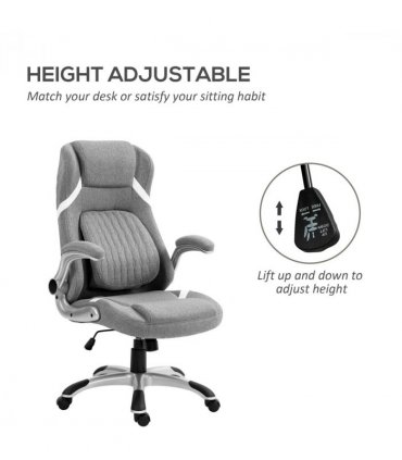 Vinsetto Fabric Office Desk Chair with Adjustable Height Tilt Function Grey