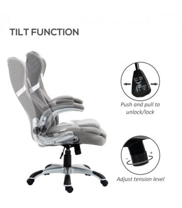 Vinsetto Fabric Office Desk Chair with Adjustable Height Tilt Function Grey