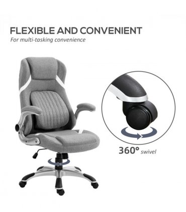 Vinsetto Fabric Office Desk Chair with Adjustable Height Tilt Function Grey