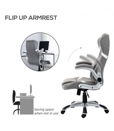 Vinsetto Fabric Office Desk Chair with Adjustable Height Tilt Function Grey