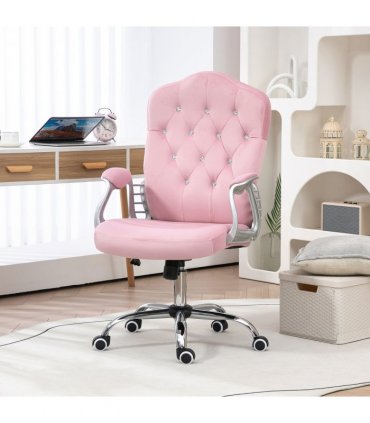 Vinsetto Home Office Chair with Adjustable Height Tilt Function Pink