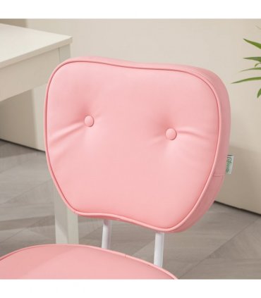 Vinsetto Vanity Office Chair, PU Leather Computer Chair for Home, with Adjustable Height, Armless, Swivel Wheels, Pink