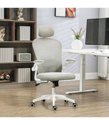 Vinsetto Mesh Office Chair with Headrest, 4D Lumbar Support, Flip-up Arm