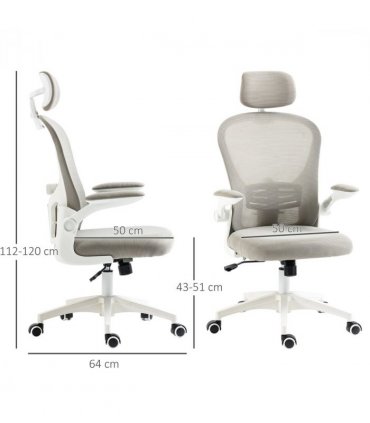 Vinsetto Mesh Office Chair with Headrest, 4D Lumbar Support, Flip-up Arm