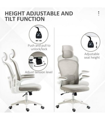 Vinsetto Mesh Office Chair with Headrest, 4D Lumbar Support, Flip-up Arm