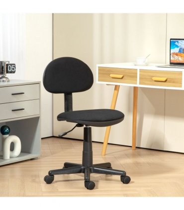 HOMCOM Armless Office Chair with Adjustable Height 360° Swivel Wheels Black