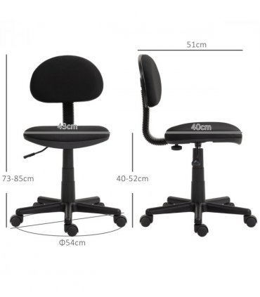 HOMCOM Armless Office Chair with Adjustable Height 360° Swivel Wheels Black