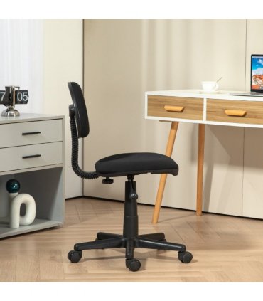 HOMCOM Armless Office Chair with Adjustable Height 360° Swivel Wheels Black