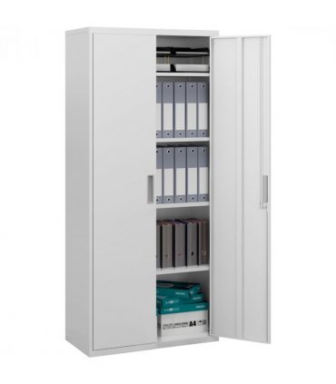 HOMCOM Five Shelf Lockable Steel Office Cabinet - White