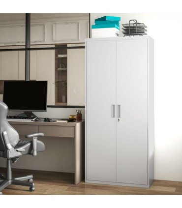 HOMCOM Five Shelf Lockable Steel Office Cabinet - White