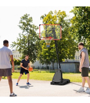 SPORTNOW Adjustable Basketball Hoop with Weighted Base, 2.4-2.9m, Red
