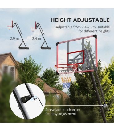 SPORTNOW Adjustable Basketball Hoop with Weighted Base, 2.4-2.9m, Red