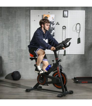 HOMCOM 8kg Flywheel Exercise Bike with Adjustable Height, Resistance, Black