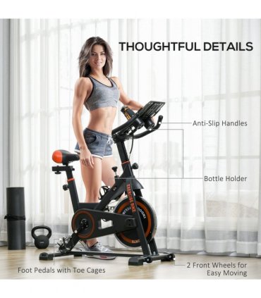 HOMCOM 8kg Flywheel Exercise Bike with Adjustable Height, Resistance, Black