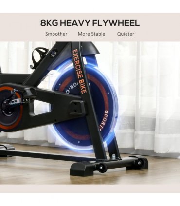 HOMCOM 8kg Flywheel Exercise Bike with Adjustable Height, Resistance, Black