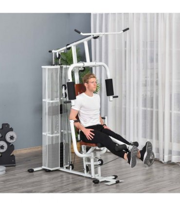 HOMCOM Multifunction Home Gym Weight Training Station Machine White