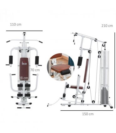 HOMCOM Multifunction Home Gym Weight Training Station Machine White