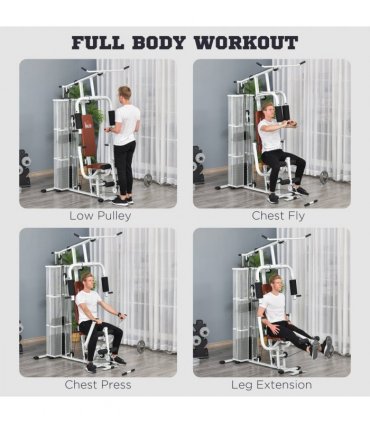HOMCOM Multifunction Home Gym Weight Training Station Machine White