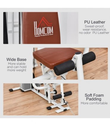 HOMCOM Multifunction Home Gym Weight Training Station Machine White