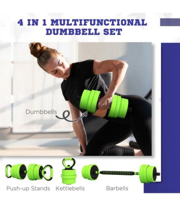 SPORTNOW Weight Dumbbells Set, Barbell, Kettlebell, Push Up Stand, 30kg