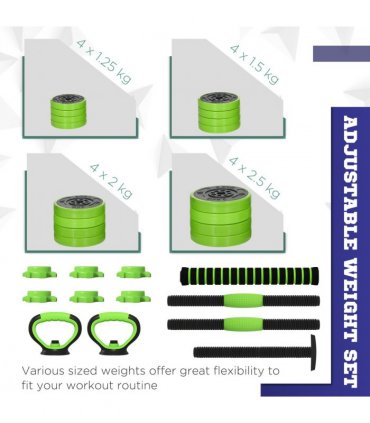 SPORTNOW Weight Dumbbells Set, Barbell, Kettlebell, Push Up Stand, 30kg