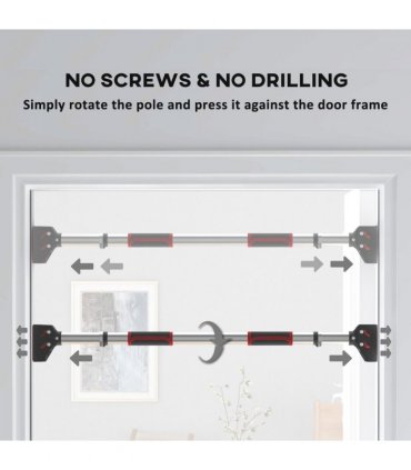SPORTNOW No Screws Doorway Pull Up Bar, 75-92cm Length Adjustable