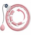 SPORTNOW Smart Weighted Hula Hoop, Massage Hula Ring w/ 16 Detachable Knots, 360° Auto-Rotating Ball, Digital Counter, Pink