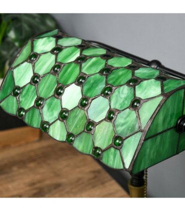 HOMCOM Stained Glass Table Lamp, for Bedroom Bedside, Bulb not Included