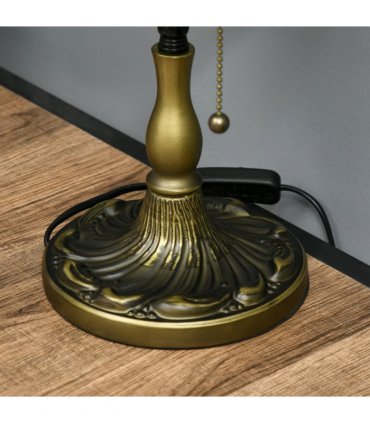 HOMCOM Stained Glass Table Lamp, for Bedroom Bedside, Bulb not Included