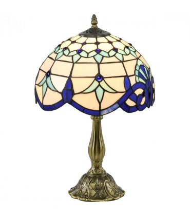 HOMCOM Stained Glass Table Lamp, for Bedroom Bedside, Bulb not Included