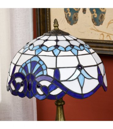 HOMCOM Stained Glass Table Lamp, for Bedroom Bedside, Bulb not Included