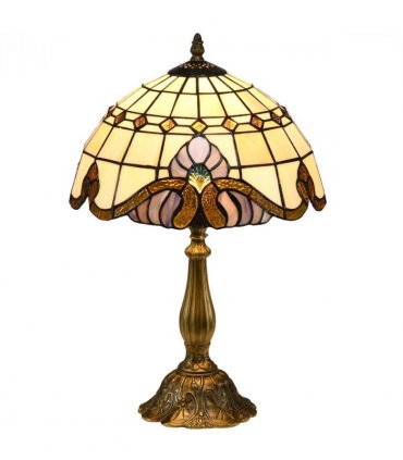 HOMCOM Tiffany Stained Glass Table Lamp, Handmade Antique Bedside Lamp, Decorative Night Light for Bedroom, Living room, Home, Nightstand