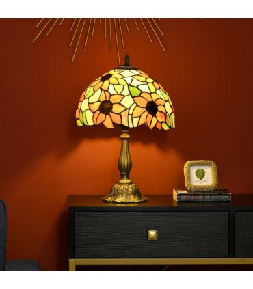 HOMCOM Antique Table Lamp, for Bedroom Bedside, Bulb not Included, Sunflower