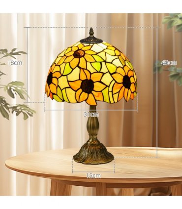 HOMCOM Antique Table Lamp, for Bedroom Bedside, Bulb not Included, Sunflower