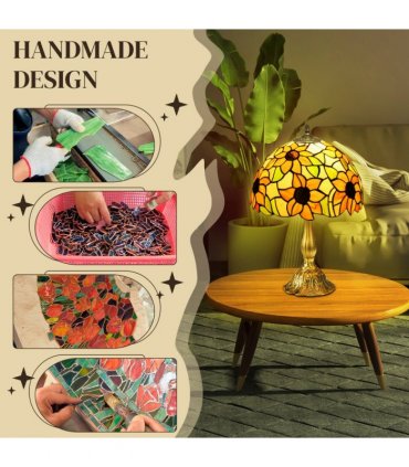 HOMCOM Antique Table Lamp, for Bedroom Bedside, Bulb not Included, Sunflower