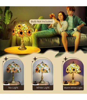 HOMCOM Antique Table Lamp, for Bedroom Bedside, Bulb not Included, Sunflower