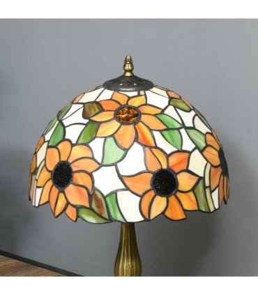 HOMCOM Antique Table Lamp, for Bedroom Bedside, Bulb not Included, Sunflower