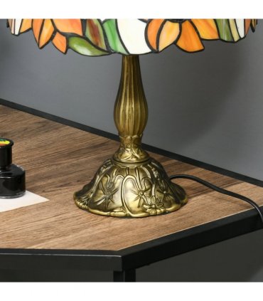 HOMCOM Antique Table Lamp, for Bedroom Bedside, Bulb not Included, Sunflower