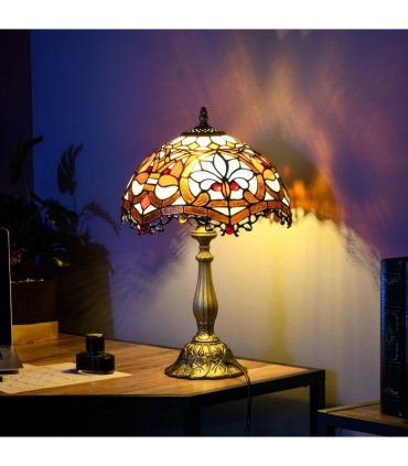HOMCOM Antique Table Lamp, for Bedroom Bedside, Bulb not Included, Sunflower