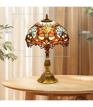 HOMCOM Antique Table Lamp, for Bedroom Bedside, Bulb not Included, Sunflower
